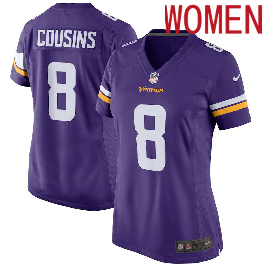 Women Minnesota Vikings 8 Kirk Cousins Nike Purple Game Player NFL Jersey